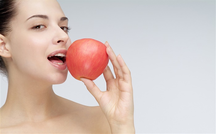 Mädchen wollen Apfel zu essen Hintergrundbilder Bilder