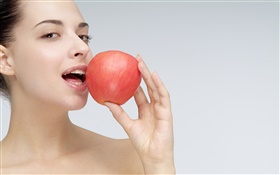 Mädchen wollen Apfel zu essen HD Hintergrundbilder