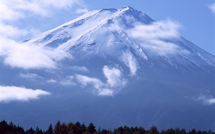 Große Berg, Mount Fuji, Wolken, Japan Hintergrundbilder Bilder