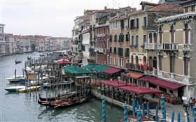 Italien, Venedig, Boote, Fluss, Häuser HD Hintergrundbilder