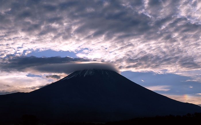Japan, Mount Fuji, Wolken, Dämmerung Hintergrundbilder Bilder