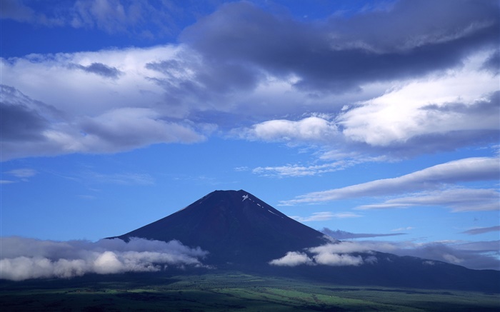 Japan Natur Landschaft, Mount Fuji, blauer Himmel, Wolken Hintergrundbilder Bilder