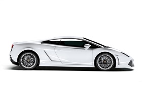 Lamborghini weißes Auto Seitenansicht HD Hintergrundbilder