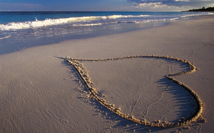 Liebe Herzen, Strand, Meer Hintergrundbilder Bilder