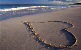 Liebe Herzen, Strand, Meer HD Hintergrundbilder