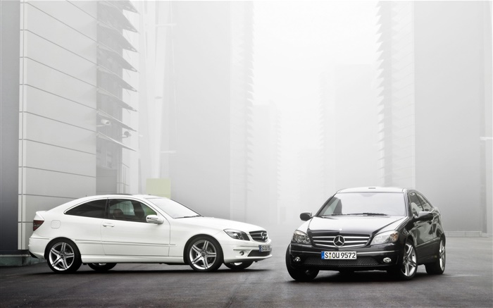 Mercedes-Benz weißen und schwarzen Autos Hintergrundbilder Bilder