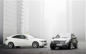 Mercedes-Benz weißen und schwarzen Autos