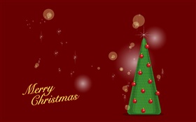 Frohe Weihnachten, grünen Baum, rotem Hintergrund, Vektor HD Hintergrundbilder