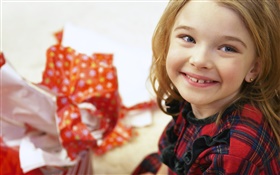 Neues Jahr, Frohe Weihnachten, glückliches Mädchen HD Hintergrundbilder