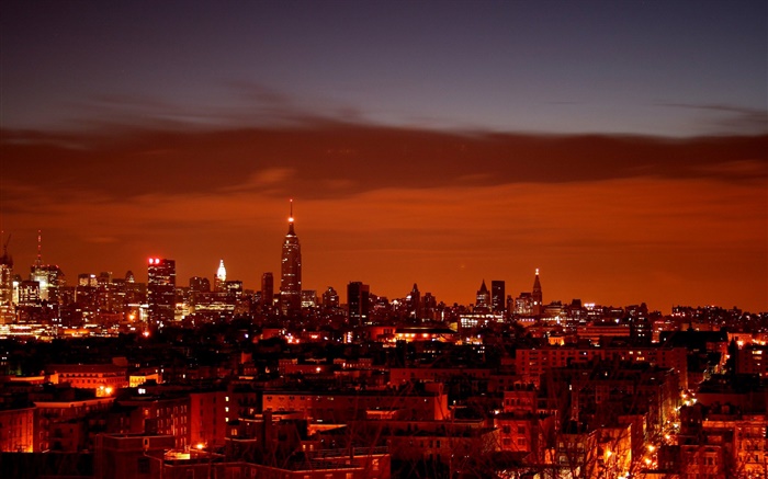 Nacht, Stadt, Häuser, Lichter, rot Stil Hintergrundbilder Bilder