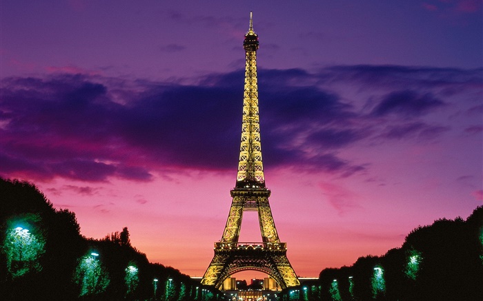 Nachtansicht  der Eiffelturm , Lichter, Paris, Frankreich Hintergrundbilder Bilder