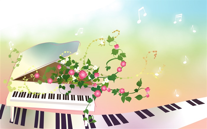 Klavier, Blumen, kreativ, Vektor-Design Hintergrundbilder Bilder