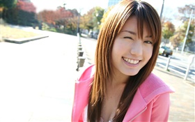 Rosa Kleid Asian Mädchen, Lächeln HD Hintergrundbilder
