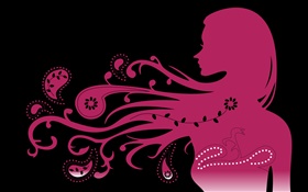Rosa-Stil Mädchen, Haare fliegen, Vektor-kreatives Design