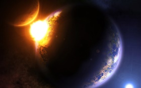 Planet Kollision, Raum Katastrophe HD Hintergrundbilder