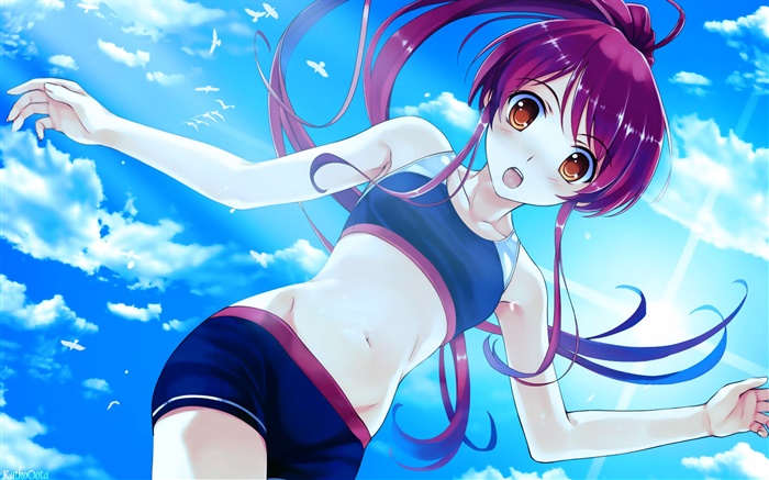 Lila langes Haar Anime Mädchen Hintergrundbilder Bilder