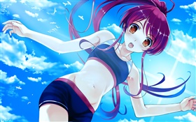 Lila langes Haar Anime Mädchen HD Hintergrundbilder