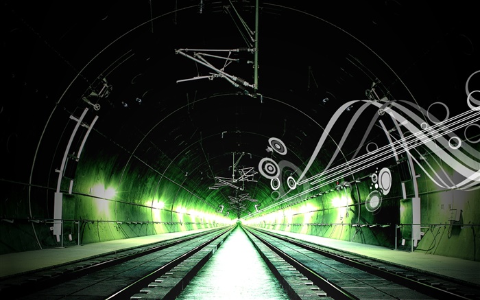 Eisenbahn, Kanal, grünes Licht, kreatives Design Hintergrundbilder Bilder