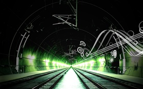 Eisenbahn, Kanal, grünes Licht, kreatives Design HD Hintergrundbilder