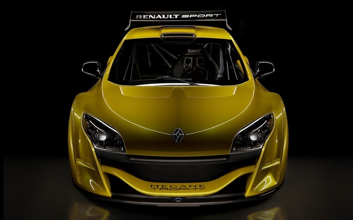 Renault gelben Sportwagen  Vorderansicht Hintergrundbilder Bilder
