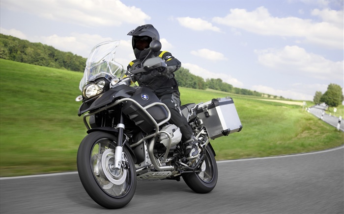 Reiten BMW R1200 GS schwarz Motorrad Hintergrundbilder Bilder