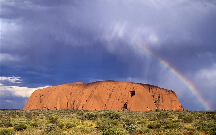 Rocks Berg, Gras, Wüste, Australien Hintergrundbilder Bilder