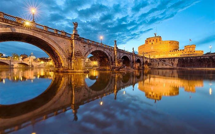 Rom, Italien, Vatikan, Brücke, Fluss, Abend Hintergrundbilder Bilder