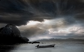 Meer, Boot, Wolken HD Hintergrundbilder