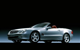 Silber Mercedes-Benz Auto Seitenansicht , schwarzer Hintergrund HD Hintergrundbilder