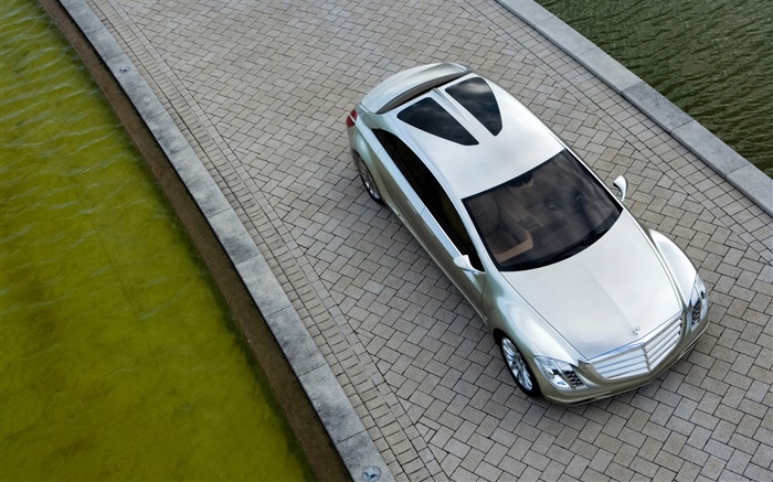 Silber Mercedes-Benz Auto Draufsicht Hintergrundbilder Bilder