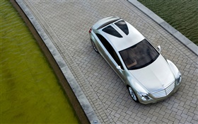 Silber Mercedes-Benz Auto Draufsicht HD Hintergrundbilder