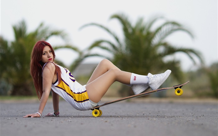 Skate, Straße, Sport Mädchen Hintergrundbilder Bilder