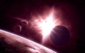 Raum, Universum, Planeten, helles Licht HD Hintergrundbilder