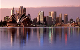 Sydney, Stadt, Dämmerung, Gebäude, Australien HD Hintergrundbilder