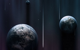 Drei Planeten, Raum, Komet HD Hintergrundbilder