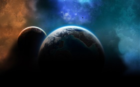Zwei Planeten im Universum HD Hintergrundbilder