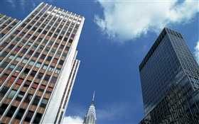 USA, New York City, Gebäude, Sicht von oben, Wolken