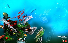 Unterwasser , Meer, Fisch, Monitor, DNA, kreatives Design HD Hintergrundbilder