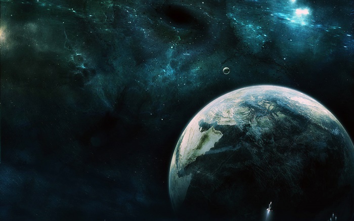 Universum, Raum, Erde, Mond, Raumschiff Hintergrundbilder Bilder