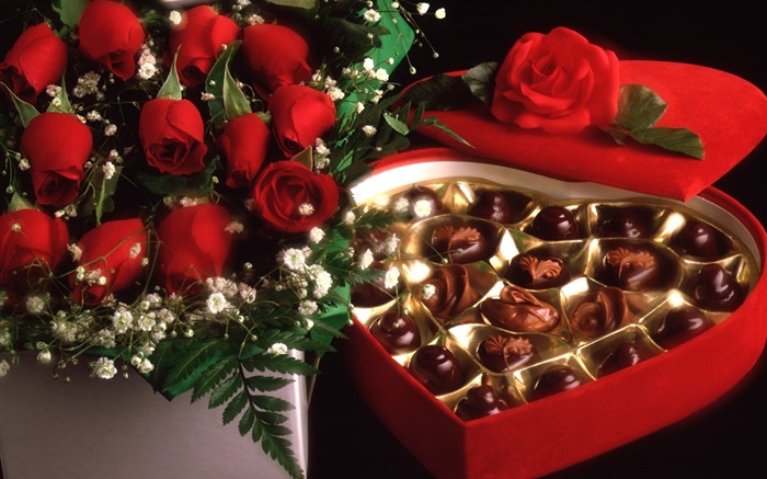 Valentinstag Geschenk, süße Schokolade Hintergrundbilder Bilder