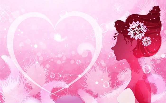 Vector Design Mädchen, rosa Stil, Liebe, Herz Hintergrundbilder Bilder