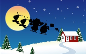 Vector Bilder, Weihnachten Themen, Haus, Schnee, Mond HD Hintergrundbilder