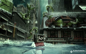 Wasser, Stadt, regen, kreatives Design, Ende der Welt HD Hintergrundbilder