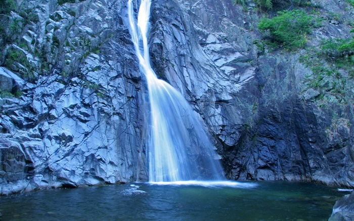 Wasserfall, Felsen, Teich, Hokkaido, Japan Hintergrundbilder Bilder