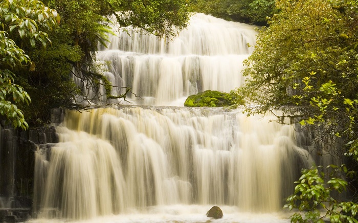 Wasserfälle , Bäume Hintergrundbilder Bilder