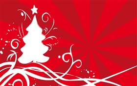 Weiß Weihnachtsbaum, rotem Hintergrund, Vektor
