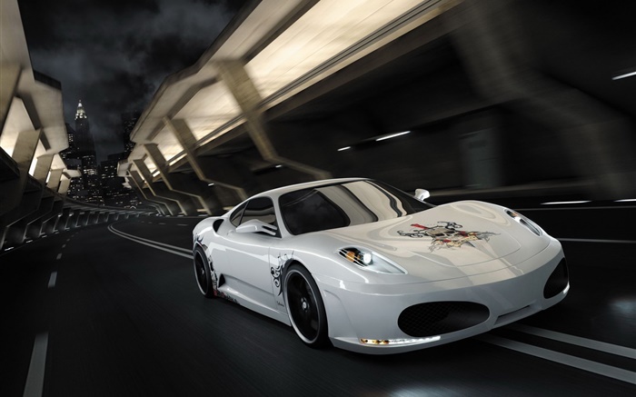 Weiß Ferrari F430 supercar Geschwindigkeit Hintergrundbilder Bilder