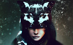 Wolf Shaman, Mädchen, Fantasy-Kunst