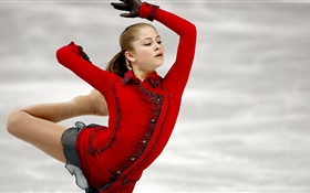 Julija Wjatscheslawowna Lipnizkaja, Eiskunstlauf, roten Kleid HD Hintergrundbilder