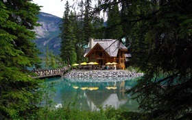 Kanada, Smaragd See, Yoho-Nationalpark , Wald, See, Haus HD Hintergrundbilder